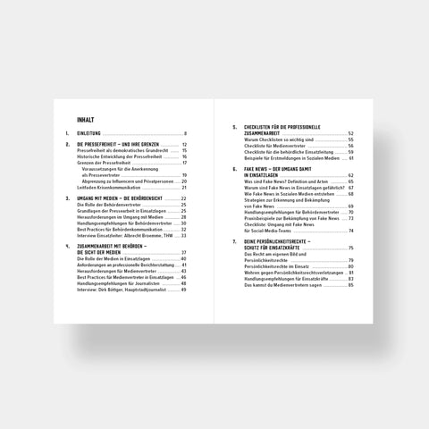 Black Book 20 Krisenkommunikation – Pressearbeit in Einsatzlagen. Herausforderung mit Verantwortung, von Philipp Cachée, Inhalt