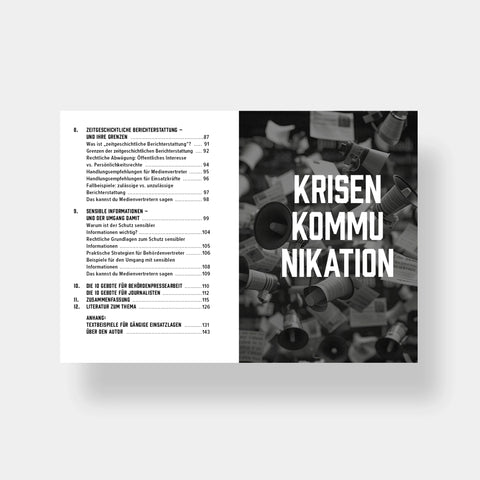 Black Book 20 Krisenkommunikation – Pressearbeit in Einsatzlagen. Herausforderung mit Verantwortung, von Philipp Cachée, Inhalt
