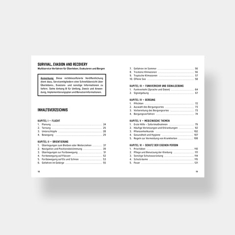 Spartanat Red Book 12 Auf der Flucht Inhaltsverzeichnis