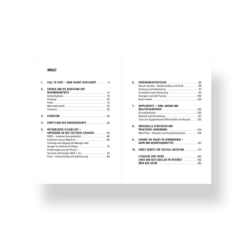 Spartanat Black Book 18 – Tactical Nutrition, Ernährung für Spezial- und Einsatzkräfte, von Daniel Kaptain, Inhalt