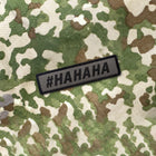 Spartanat-Patch mit Text Hahaha, mit Klett und in Schwarz/RAL7013